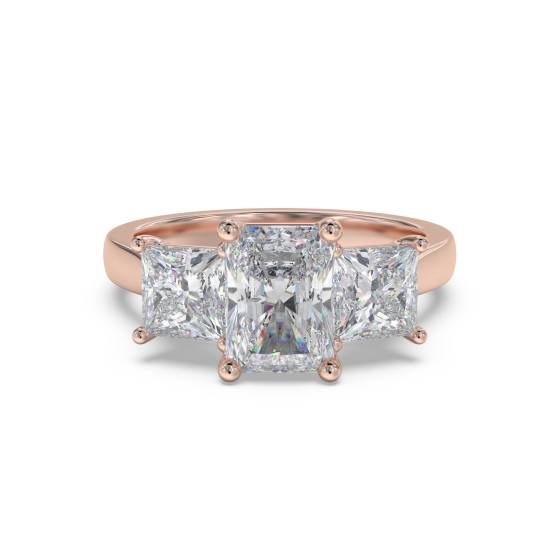 Simple Radiant and Princess Diamond Trilogy Ring