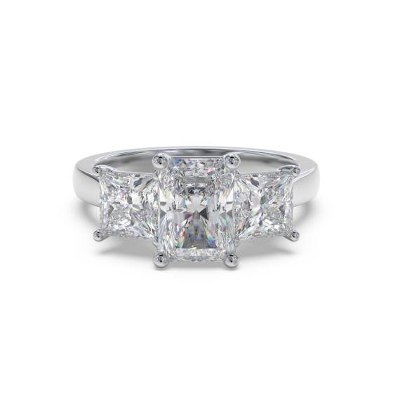 Simple Radiant and Princess Diamond Trilogy Ring
