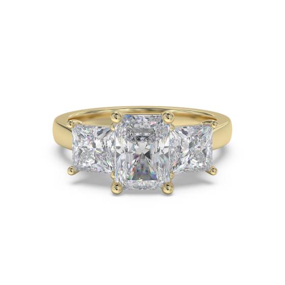 Simple Radiant and Princess Diamond Trilogy Ring