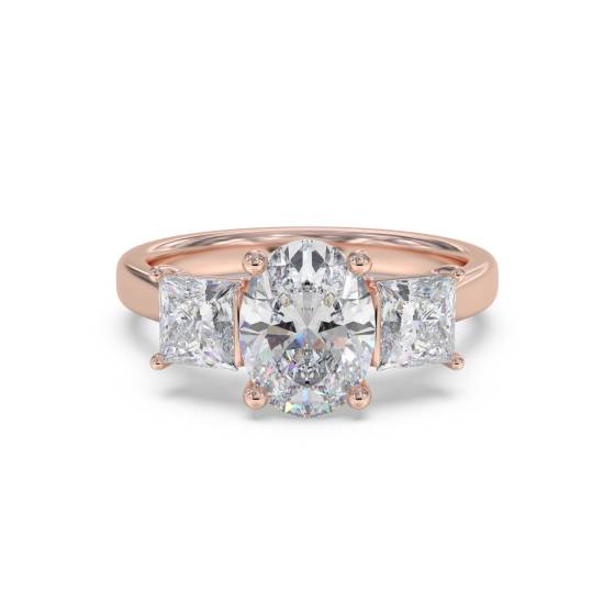 Traditional Oval and Princess Diamond Trilogy Ring