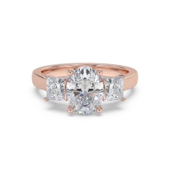 Traditional Oval and Princess Diamond Trilogy Ring