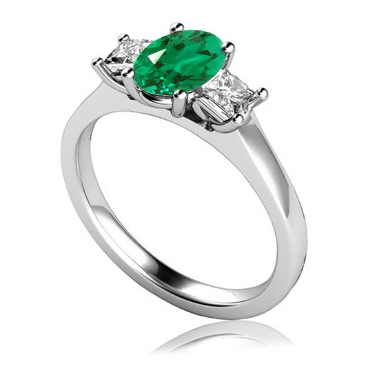 Emerald and Diamond Trilogy Ring
