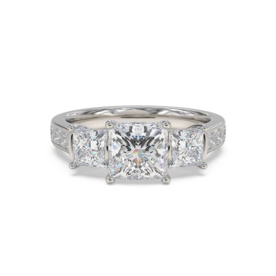Princess Diamond Trilogy Shoulder Set Ring