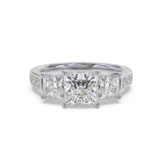 Princess Diamond Trilogy Shoulder Set Ring