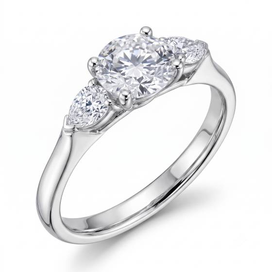 0.65ct VS1/F Natural Diamond Trilogy Ring in Platinum