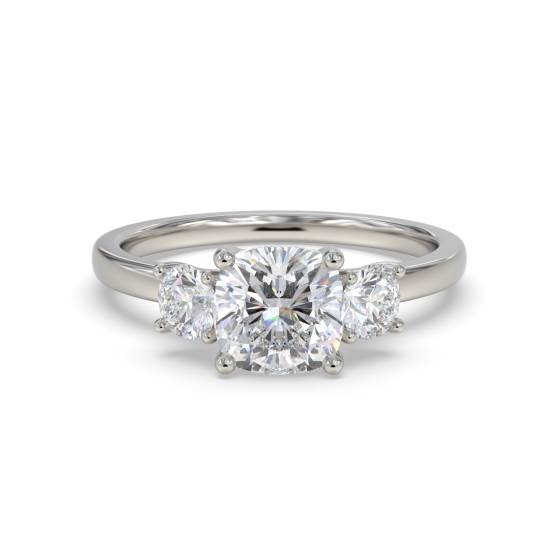 Classic Cushion & Round Diamond Trilogy Ring