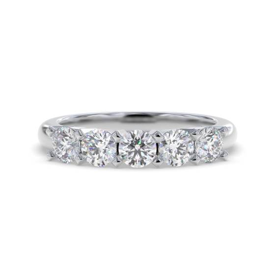 5 Stone Round Diamond Half Eternity Ring