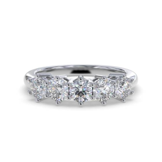 5 Stone Round Diamond Half Eternity Ring