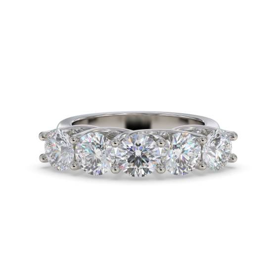 5 Stone Round Diamond Half Eternity Ring