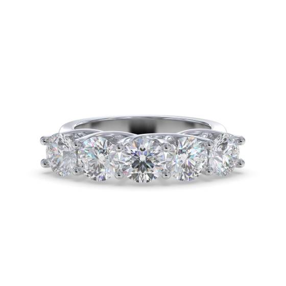 5 Stone Round Diamond Half Eternity Ring