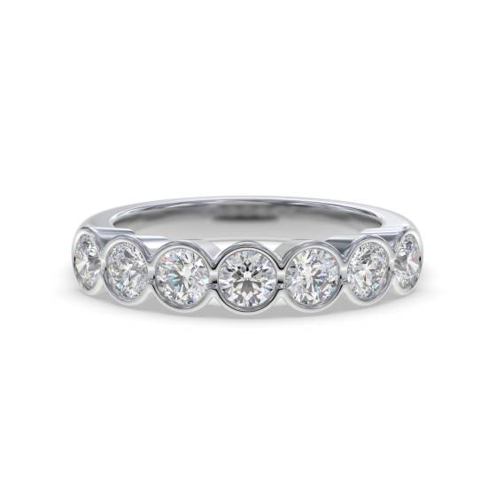 DHMT07072 7 Stone Round Diamond Bezel Set Half Eternity Ring