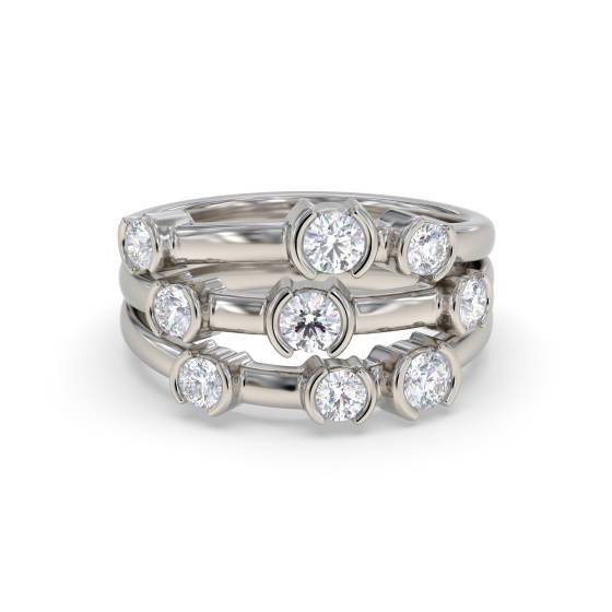 Unique Elegant Round Diamond Bezel Set Dress Ring