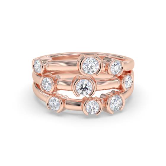 Unique Elegant Round Diamond Bezel Set Dress Ring