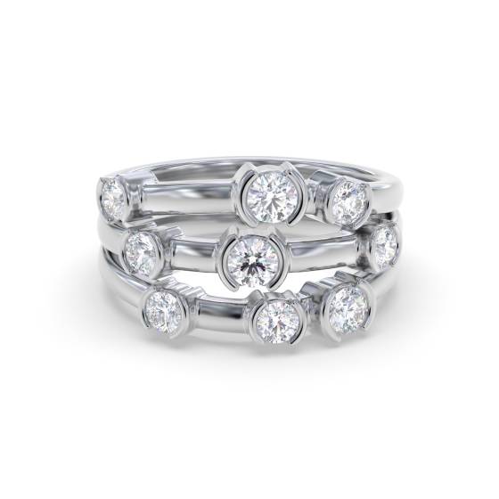 Unique Elegant Round Diamond Bezel Set Dress Ring