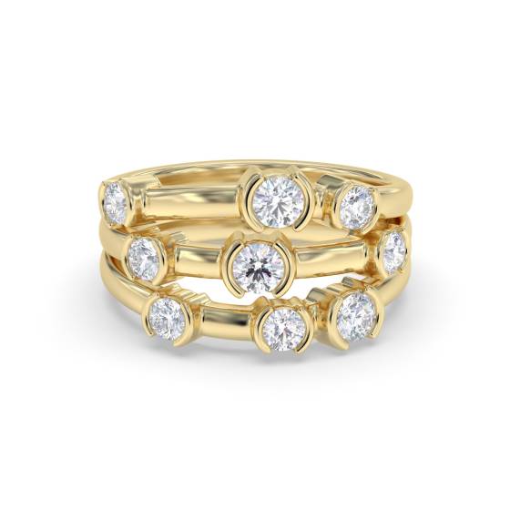 Unique Elegant Round Diamond Bezel Set Dress Ring