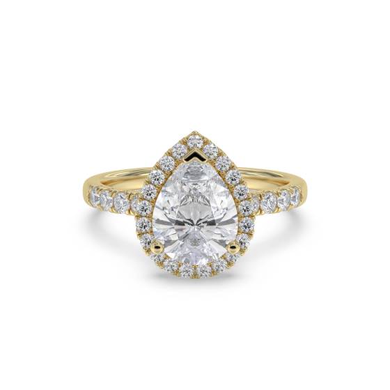 Pear Diamond Single Halo Shoulder Set Ring