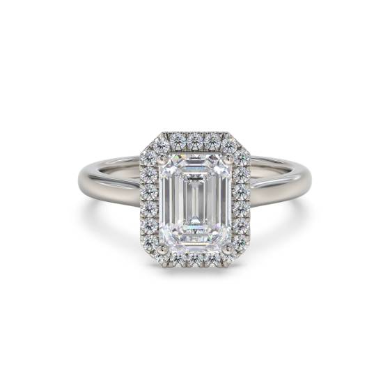 Emerald Diamond Single Halo Ring