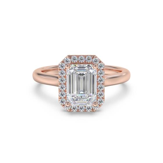 Emerald Diamond Single Halo Ring