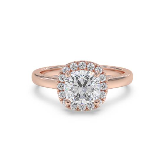 Cushion Diamond Single Halo Ring