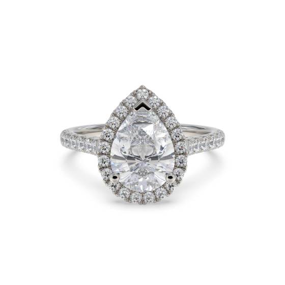 Pear Diamond Single Halo Shoulder Set Ring