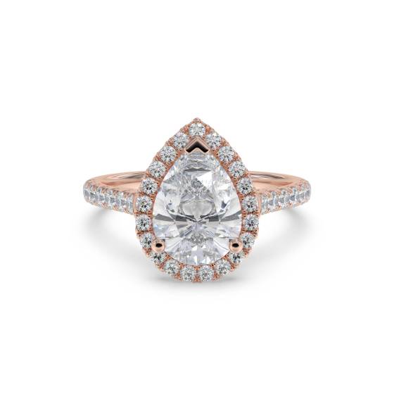 Pear Diamond Single Halo Shoulder Set Ring