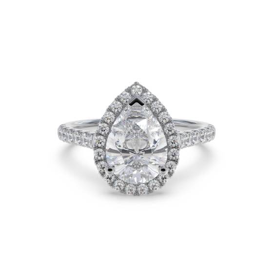 Pear Diamond Single Halo Shoulder Set Ring