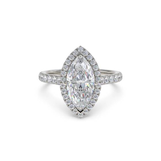 Marquise Diamond Single Halo Shoulder Set Ring