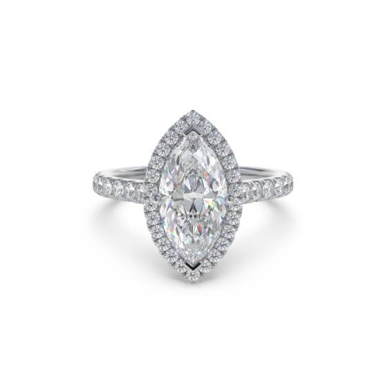 Marquise Diamond Single Halo Shoulder Set Ring