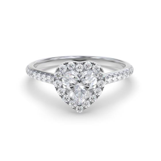 Heart Diamond Single Halo Shoulder Set Ring