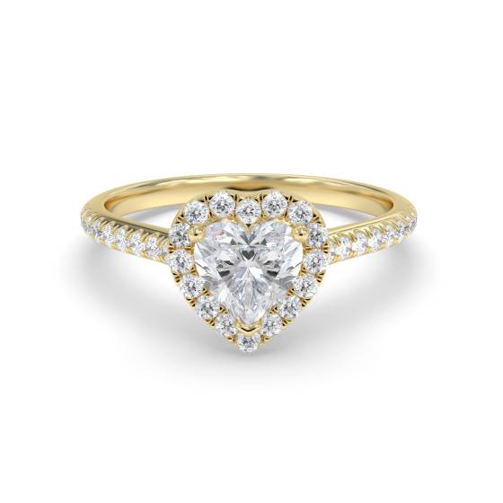 Heart Diamond Single Halo Shoulder Set Ring