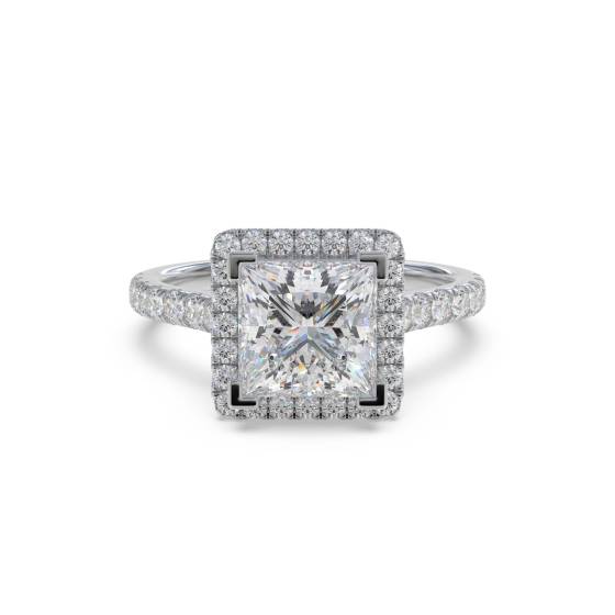 Princess Diamond Single Halo Shoulder Set Ring