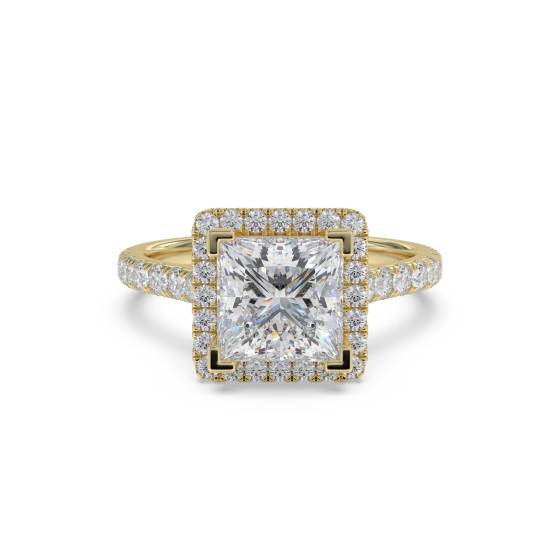 Princess Diamond Single Halo Shoulder Set Ring