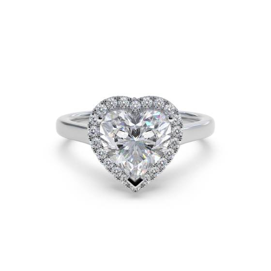 Heart Diamond Single Halo Ring