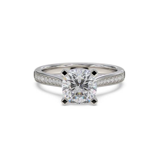Cushion Diamond Shoulder Set Ring