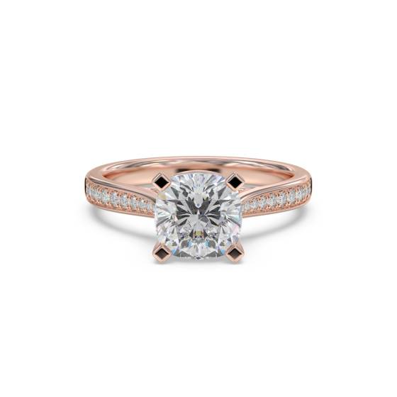 Cushion Diamond Shoulder Set Ring