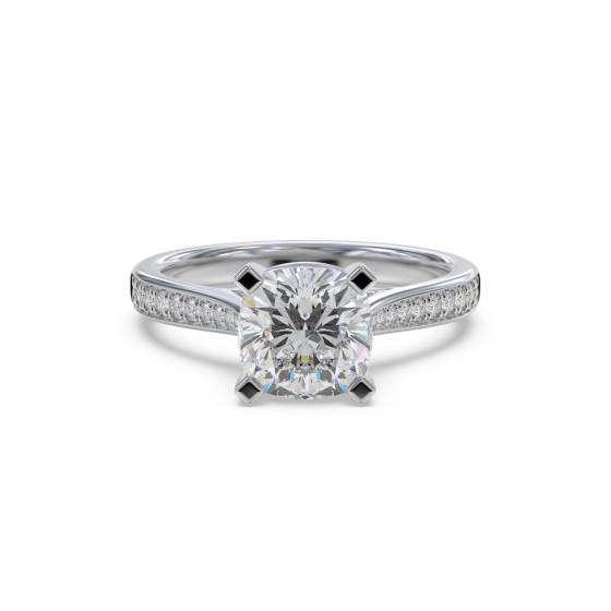 Cushion Diamond Shoulder Set Ring