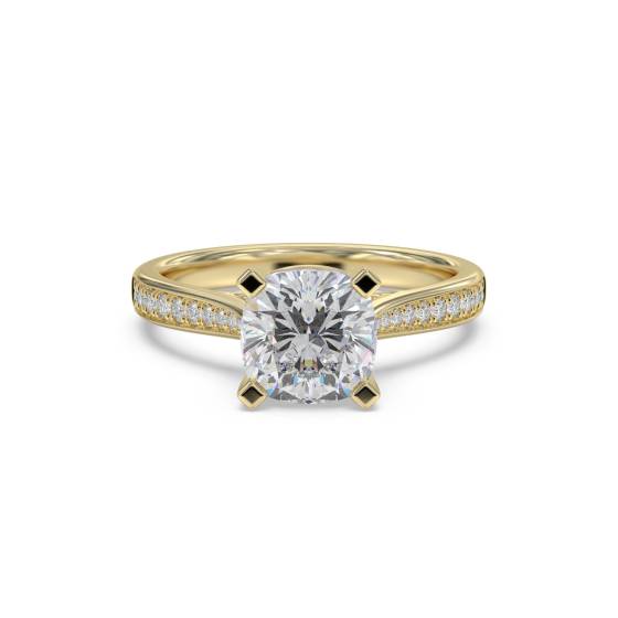 Cushion Diamond Shoulder Set Ring