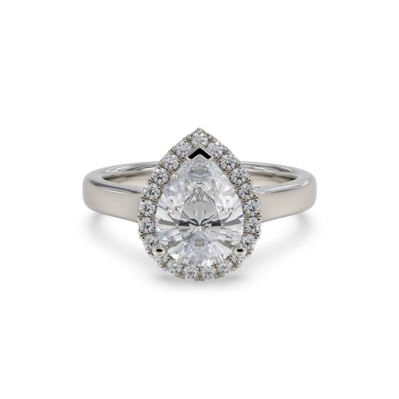 Pear Diamond Single Halo Ring