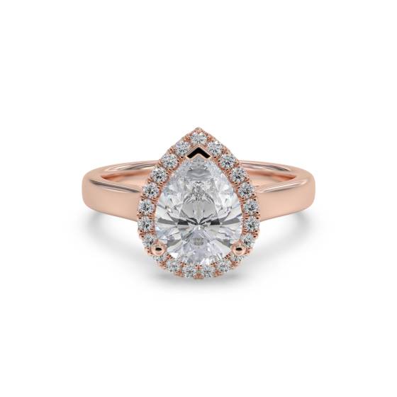 Pear Diamond Single Halo Ring