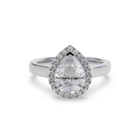 Pear Diamond Single Halo Ring