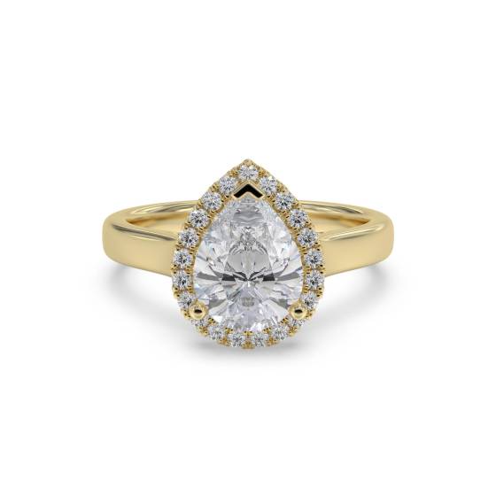 Pear Diamond Single Halo Ring