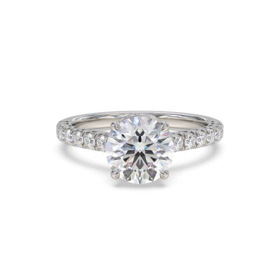 Round Diamond Single Hidden Halo Shoulder Set Ring