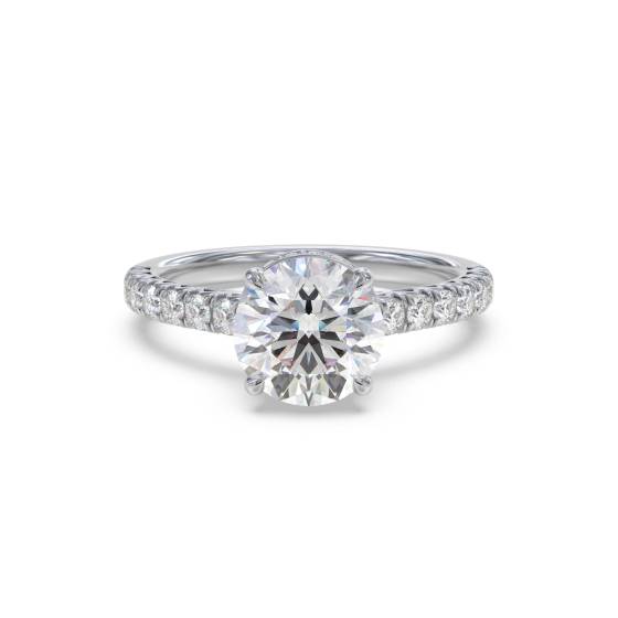 Round Diamond Single Hidden Halo Shoulder Set Ring