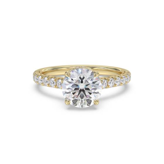 Round Diamond Single Hidden Halo Shoulder Set Ring