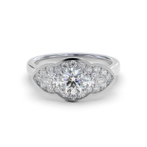 Round Diamond Bezel Set Designer Ring