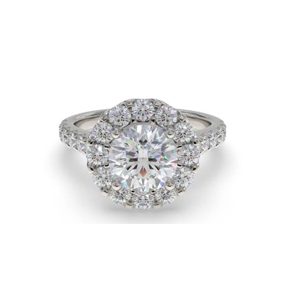 Round Diamond Single Halo Shoulder Set Ring