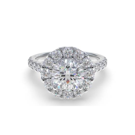 Round Diamond Single Halo Shoulder Set Ring