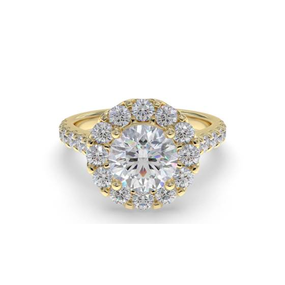 Round Diamond Single Halo Shoulder Set Ring