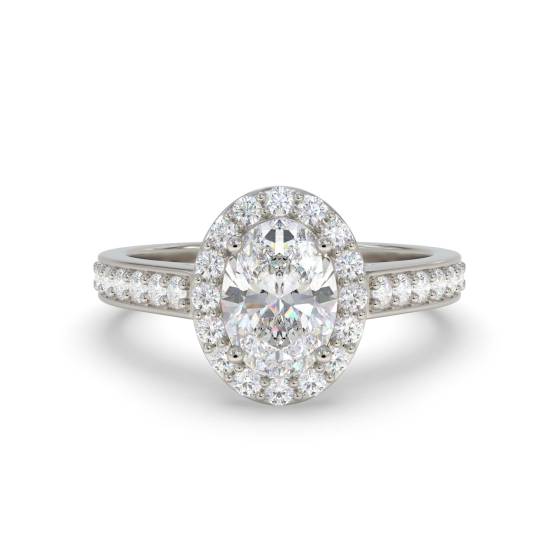 Oval Diamond Single Halo Shoulder Set Ring