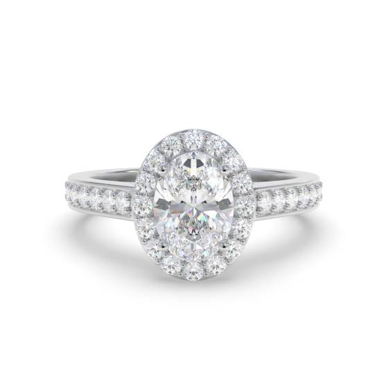 Oval Diamond Single Halo Shoulder Set Ring